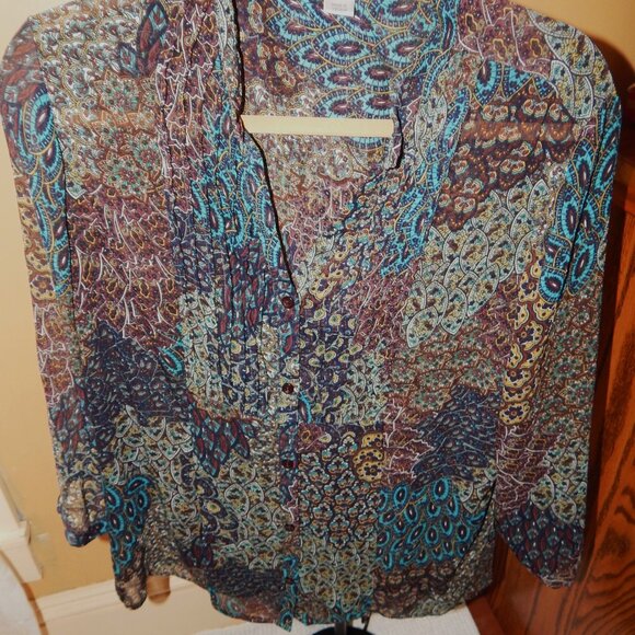 Ladies Christopher & Banks Tunic - Blouse - Shirt - Top   Size L   Multi colored - Picture 5 of 8